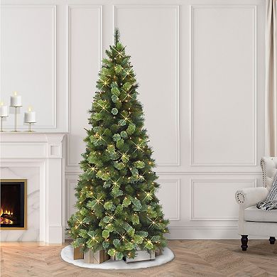 Puleo International Inc. 6.5-ft. Pre-Lit Slim Portland Artificial Fir Christmas Tree