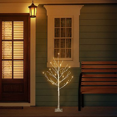 Puleo International Inc. 4-ft. Pre-Lit White Artificial Twig Trees 2-piece Set