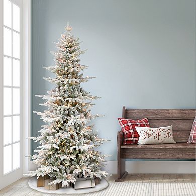 Puleo International Inc. 6.5-ft. Pre-lit Slim Flocked Artificial Utah Fir Christmas Tree