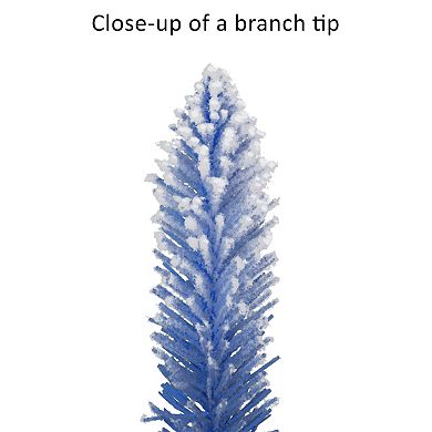 Puleo International Inc. 6-ft. Pre-Lit Flocked Blue Artificial Alpine Pencil Christmas Tree