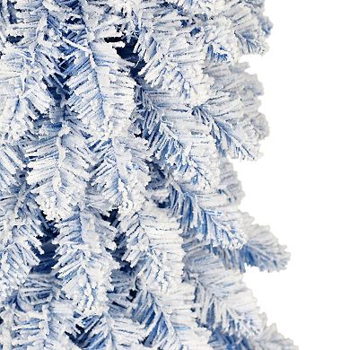 Puleo International Inc. 6-ft. Pre-Lit Flocked Blue Artificial Alpine Pencil Christmas Tree