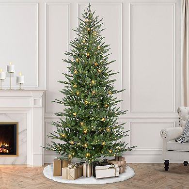 Puleo International Inc. 7.5-ft. Pre-Lit Alberta Slim Artificial Spruce Christmas Tree