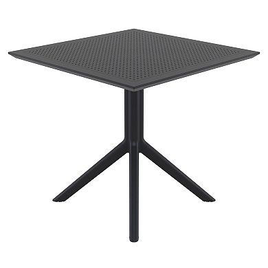 31.5" Black Solid Square Dining Table