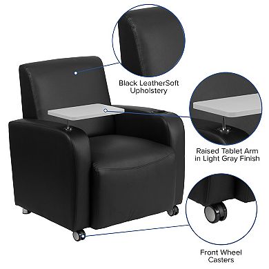 Flash Furniture George Gray LeatherSoft Guest Chair with Tablet Arm