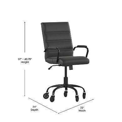 Flash Furniture Camilia Mid-Back White LeatherSoft Executive Swivel Office Chair