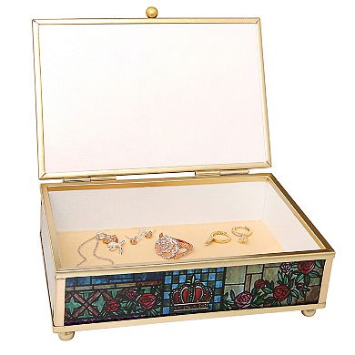 Disney Princess Beauty and the Beast Belle and the Prince Stained Glass Jewelry Box