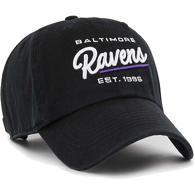 Women's '47 Black Baltimore Ravens Sidney Clean Up Adjustable Hat