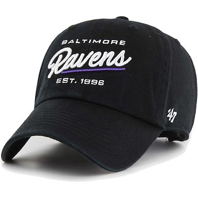 Women's '47 Black Baltimore Ravens Sidney Clean Up Adjustable Hat