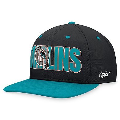 Men's Nike Black Florida Marlins Cooperstown Collection Pro Snapback Hat