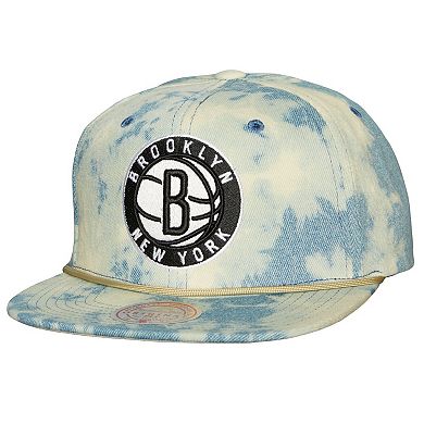 Men's Mitchell & Ness Denim Brooklyn Nets Acid Wash Snapback Hat