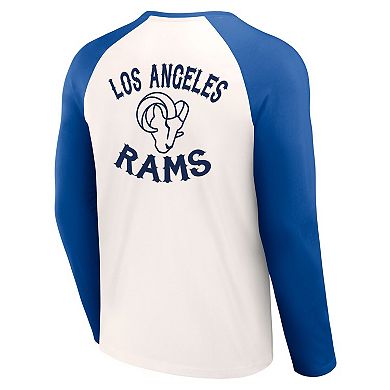Men's NFL x Darius Rucker Collection by Fanatics Cream/Royal Los Angeles Rams Long Sleeve Raglan T-Shirt