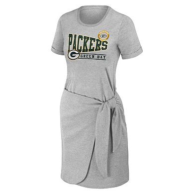 Women's WEAR by Erin Andrews Heather Gray Green Bay Packers  Knotted T-Shirt Dress