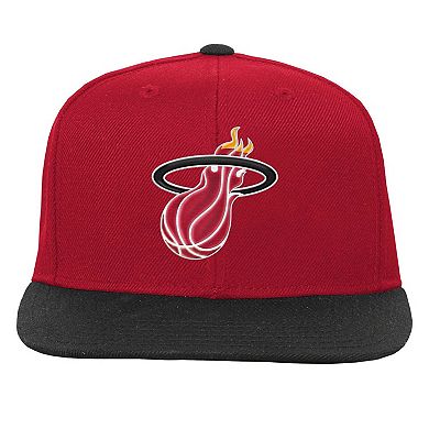 Youth Mitchell & Ness  Red/Black Miami Heat Two-Tone Snapback Hat