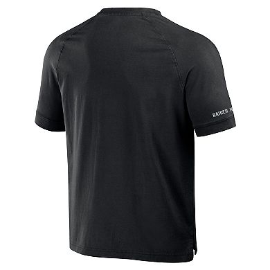 Men's NFL x Darius Rucker Collection by Fanatics Black Las Vegas Raiders Washed Raglan Henley T-Shirt