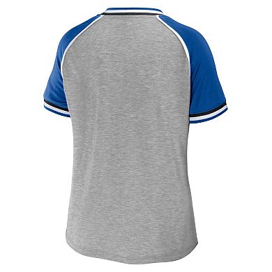 Women's WEAR by Erin Andrews Heather Gray Indianapolis Colts Throwback Raglan V-Neck T-Shirt