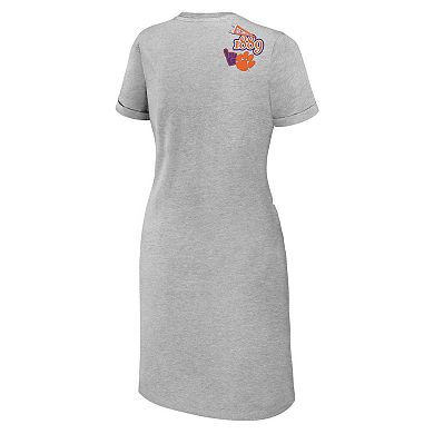 Women's WEAR by Erin Andrews Heather Gray Clemson Tigers Knotted T-Shirt Dress