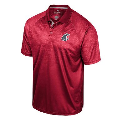 Men's Colosseum Crimson Washington State Cougars Honeycomb Raglan Polo