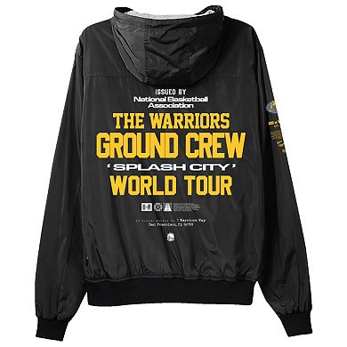 Unisex Bleacher Report x Mitchell & Ness Black Golden State Warriors Backstage Crew Hoodie Full-Zip Jacket