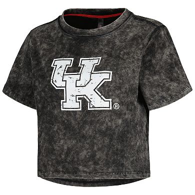 Women's Black Kentucky Wildcats Vintage Wash Milky Silk Cropped T-Shirt