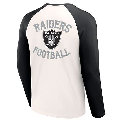 Men's NFL x Darius Rucker Collection by Fanatics Cream/Black Las Vegas Raiders Long Sleeve Raglan T-Shirt