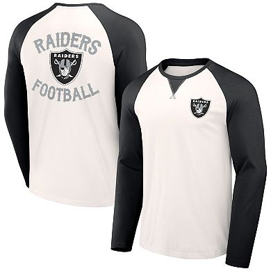 Men's NFL x Darius Rucker Collection by Fanatics Cream/Black Las Vegas Raiders Long Sleeve Raglan T-Shirt