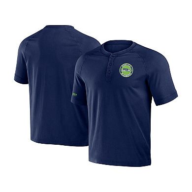 Men's NFL x Darius Rucker Collection by Fanatics College Navy Seattle Seahawks Washed Raglan Henley T-Shirt