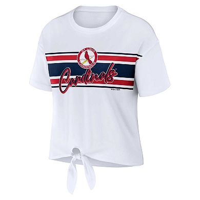 Women's WEAR by Erin Andrews White St. Louis Cardinals Front Tie T-Shirt
