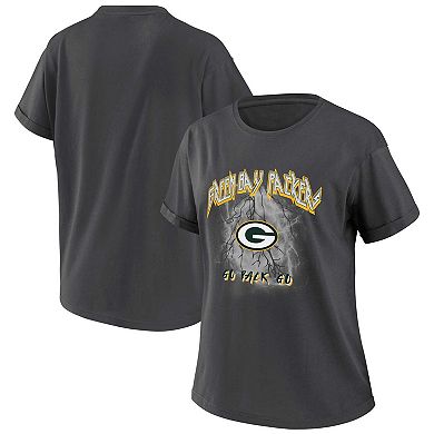 Women's WEAR by Erin Andrews Charcoal Green Bay Packers Boyfriend T-Shirt
