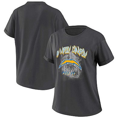 Women's WEAR by Erin Andrews Charcoal Los Angeles Chargers Boyfriend T-Shirt