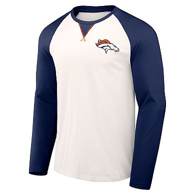 Men's NFL x Darius Rucker Collection by Fanatics Cream/Navy Denver Broncos Long Sleeve Raglan T-Shirt