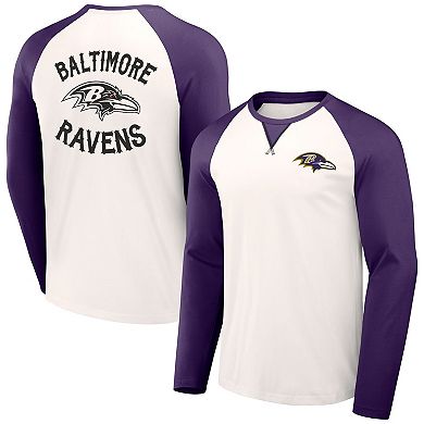 Men's NFL x Darius Rucker Collection by Fanatics Cream/Purple Baltimore Ravens Long Sleeve Raglan T-Shirt