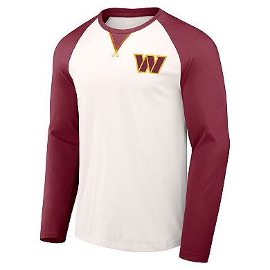 Men's NFL x Darius Rucker Collection by Fanatics Cream/Burgundy Washington Commanders Long Sleeve Raglan T-Shirt