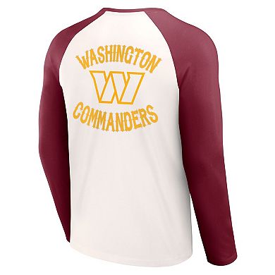 Men's NFL x Darius Rucker Collection by Fanatics Cream/Burgundy Washington Commanders Long Sleeve Raglan T-Shirt