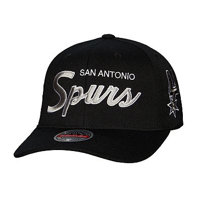 Men's Mitchell & Ness Black San Antonio Spurs MVP Team Script 2.0 Stretch-Snapback Hat