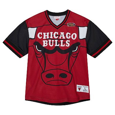 Men's Mitchell & Ness  Red Chicago Bulls Jumbotron 3.0 Mesh V-Neck T-Shirt