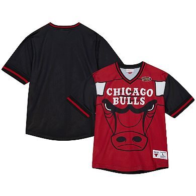 Men's Mitchell & Ness  Red Chicago Bulls Jumbotron 3.0 Mesh V-Neck T-Shirt