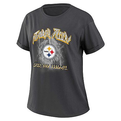 Women's WEAR by Erin Andrews Charcoal Pittsburgh Steelers Boyfriend T-Shirt