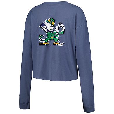 Women's League Collegiate Wear Navy Notre Dame Fighting Irish Clothesline Midi Long Sleeve Cropped T-Shirt