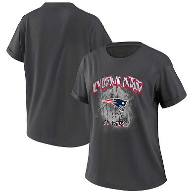 Women's WEAR by Erin Andrews Charcoal New England Patriots Boyfriend T-Shirt