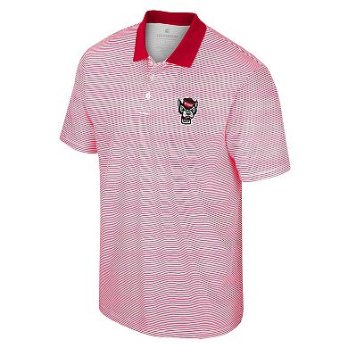 Men's Colosseum White/Red NC State Wolfpack Print Stripe Polo