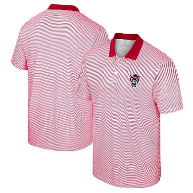 Men's Colosseum White/Red NC State Wolfpack Print Stripe Polo