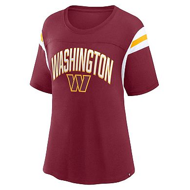 Women's Fanatics Branded Burgundy Washington Commanders Earned Stripes T-Shirt