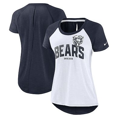 Women's Nike White/Heather Navy Chicago Bears Back Cutout Raglan T-Shirt