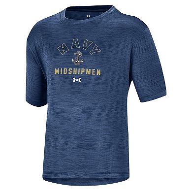 Youth Under Armour Heather Navy Navy Midshipmen Vent Tech Mesh T-Shirt