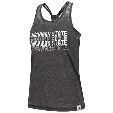 Women's League Collegiate Wear Black Michigan State Spartans Stacked Name Racerback Tank Top