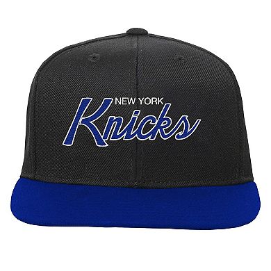 Youth Mitchell & Ness Black New York Knicks Team Script Snapback Hat