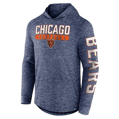 Men's Fanatics Branded Heather Navy Chicago Bears Pill Stack Long Sleeve Hoodie T-Shirt