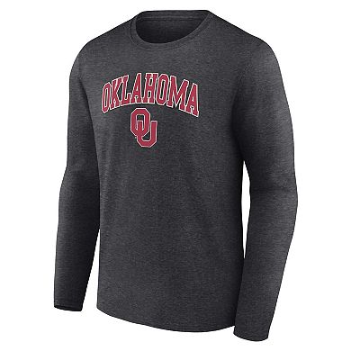 Men's Fanatics Branded Heather Charcoal Oklahoma Sooners Campus Long Sleeve T-Shirt