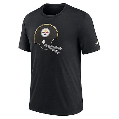 Men's Nike Black Pittsburgh Steelers Rewind Logo Tri-Blend T-Shirt