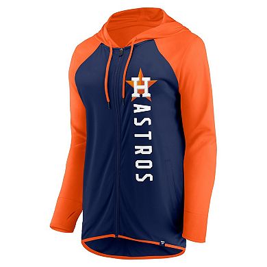 Women's Fanatics Branded Navy/Orange Houston Astros Forever Fan Full-Zip Hoodie Jacket